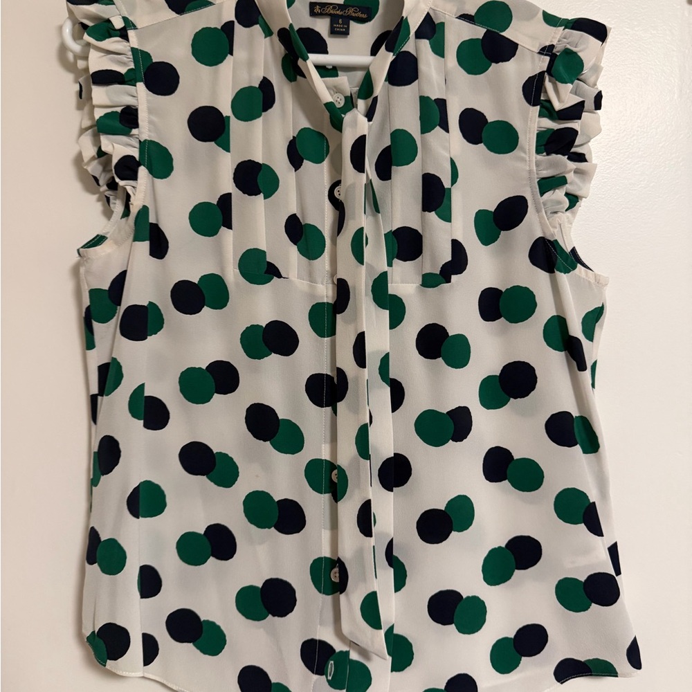 Brooks Brothers Sleeveless Polka Dot Blouse